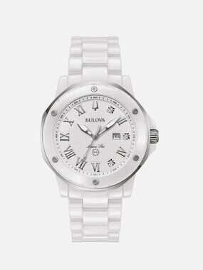 Bulova Women's Marine 36mm Quartz Ceramic White Watch